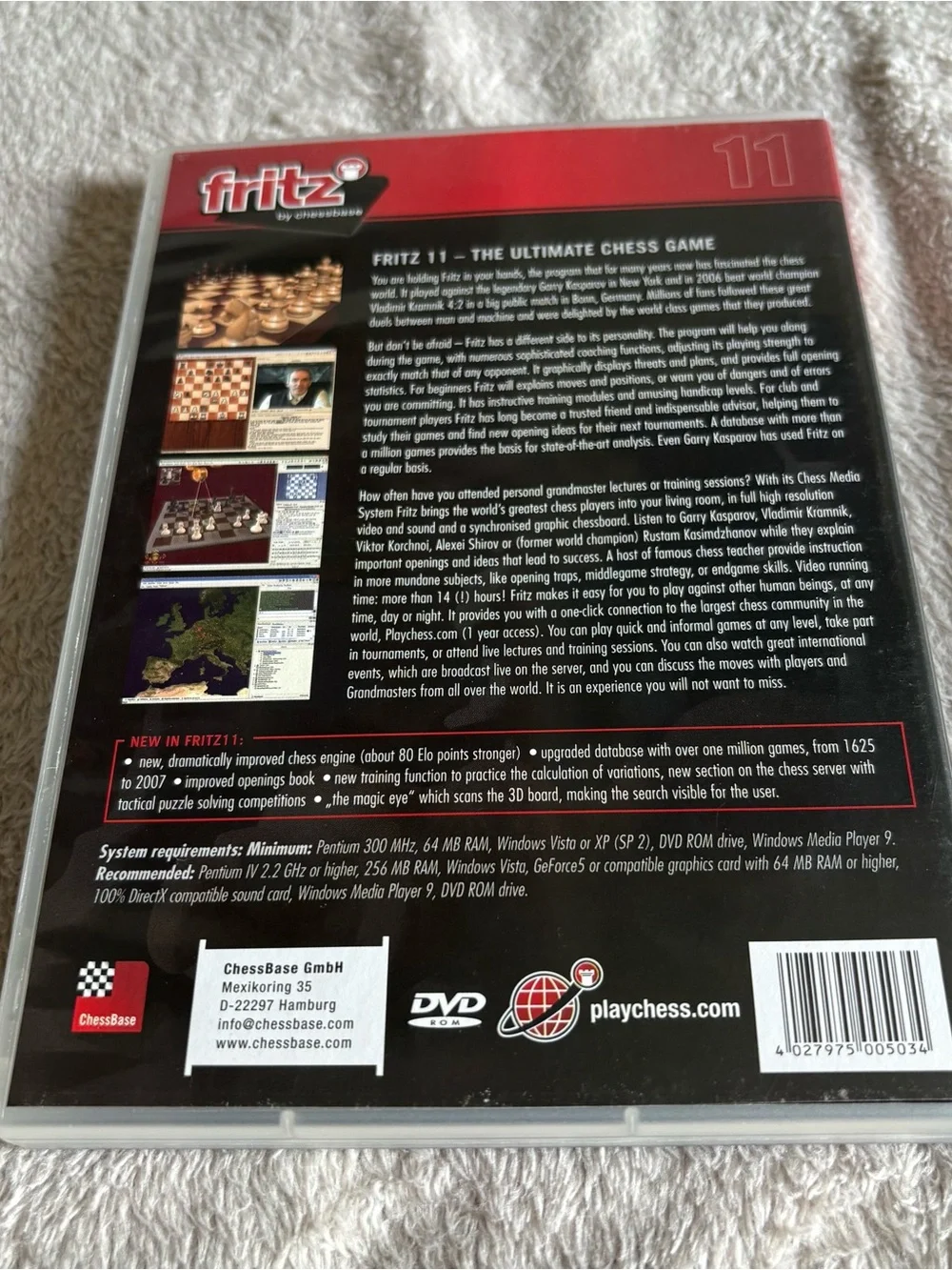 Fritz 11 Chess Software by ChessBase (PC DVD-ROM) Complete VG / Tested & Working